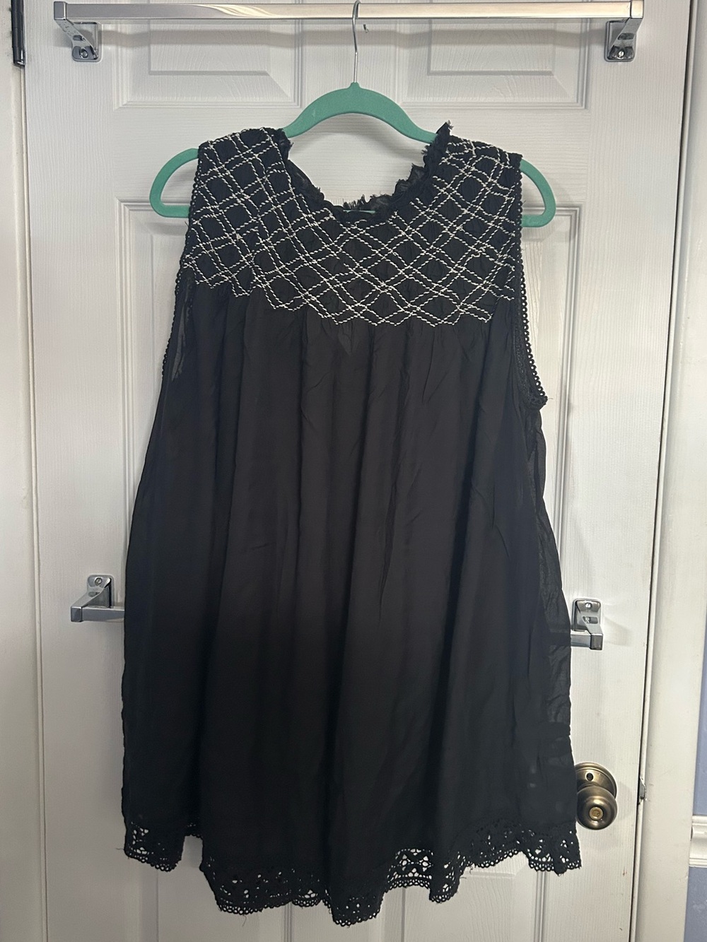FREE PEOPLE Sleeveless Cotton Coverup with Embroidered Yoke Sheer